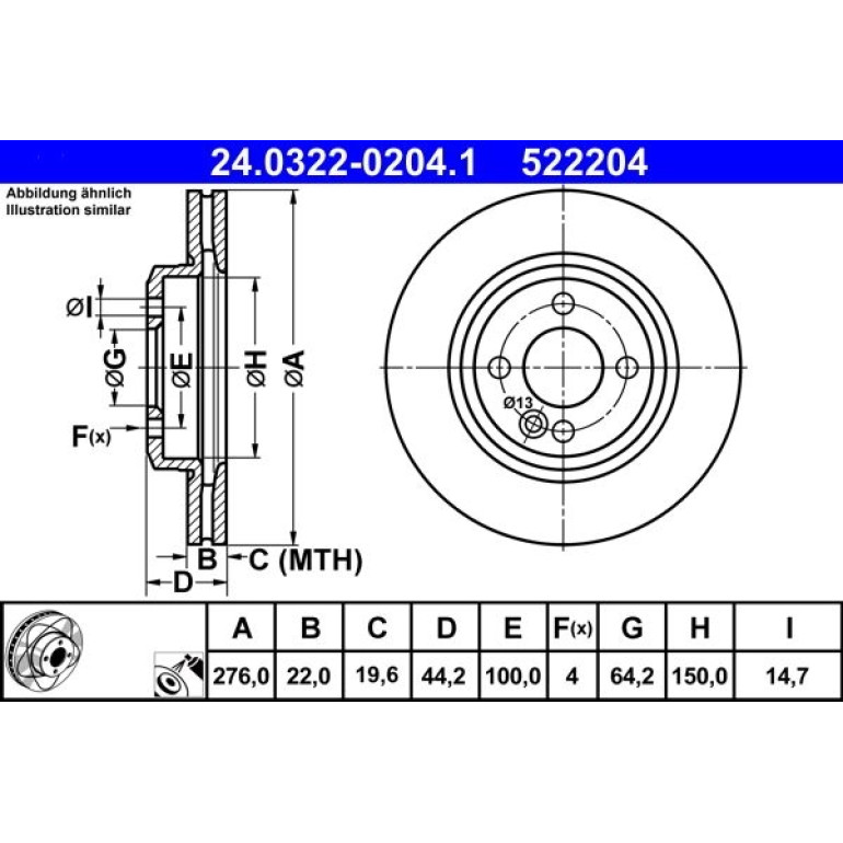 ATE Bremsscheibe 24.0322-0204.1