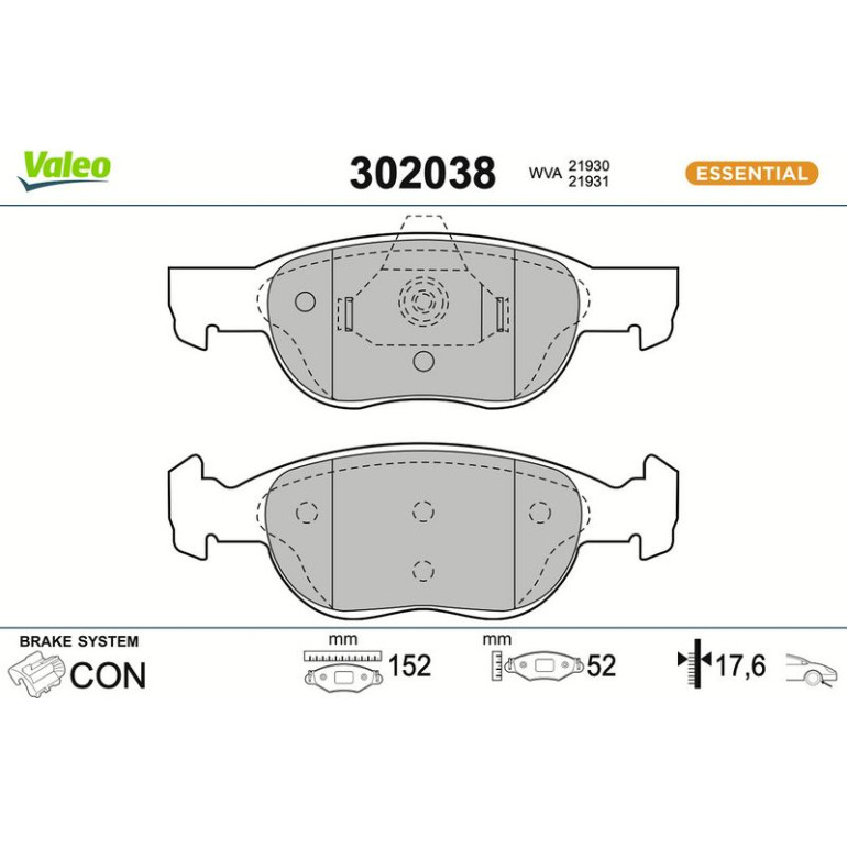 VALEO Bremsbeläge 302038 VALEO Bremsbeläge 302038