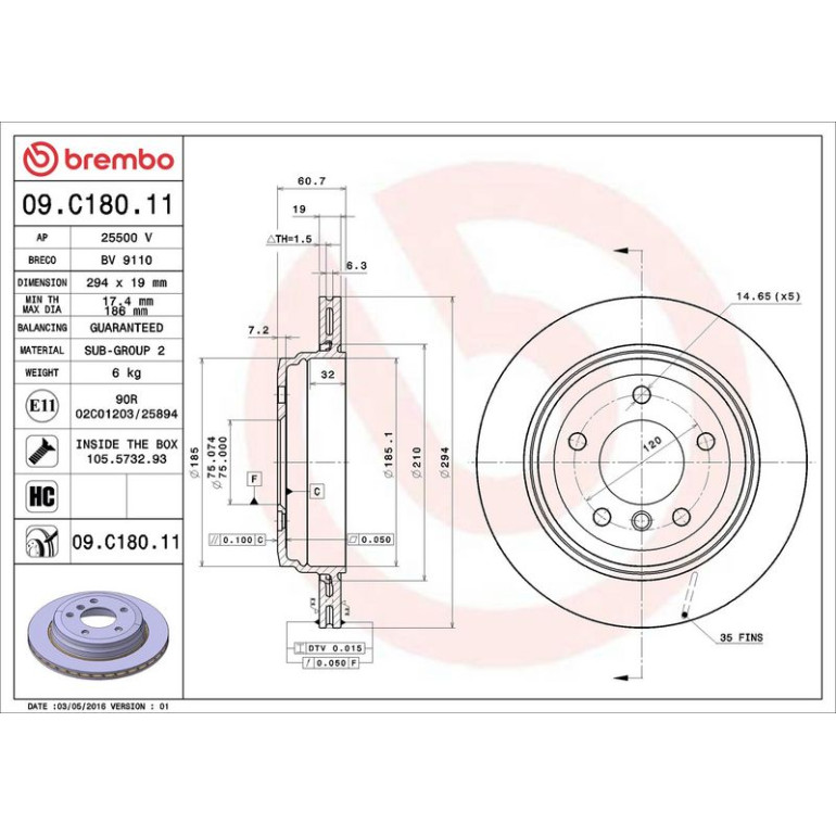 11 482 100 Bremsscheibe HA 09.C180.11 11 482 100 Bremsscheibe HA 09.C180.11