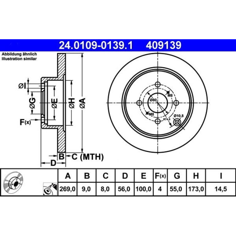 Bremsscheibe Toyota T. Corolla/Yaris 1.0-2.0 D-4D 99-07 24.0109-0139.1 Bremsscheibe Toyota T. Corolla/Yaris 1.0-2.0 D-4D 99-07 24.0109-0139.1