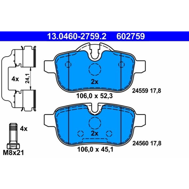 Bremsbelagsatz Bmw T. Z4 2.0-3.0 09 13.0460-2759.2 Bremsbelagsatz Bmw T. Z4 2.0-3.0 09 13.0460-2759.2
