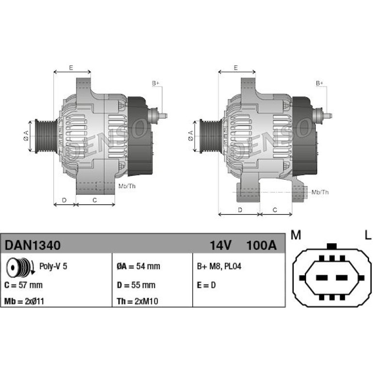 DENSO Generator DAN1340 DENSO Generator DAN1340
