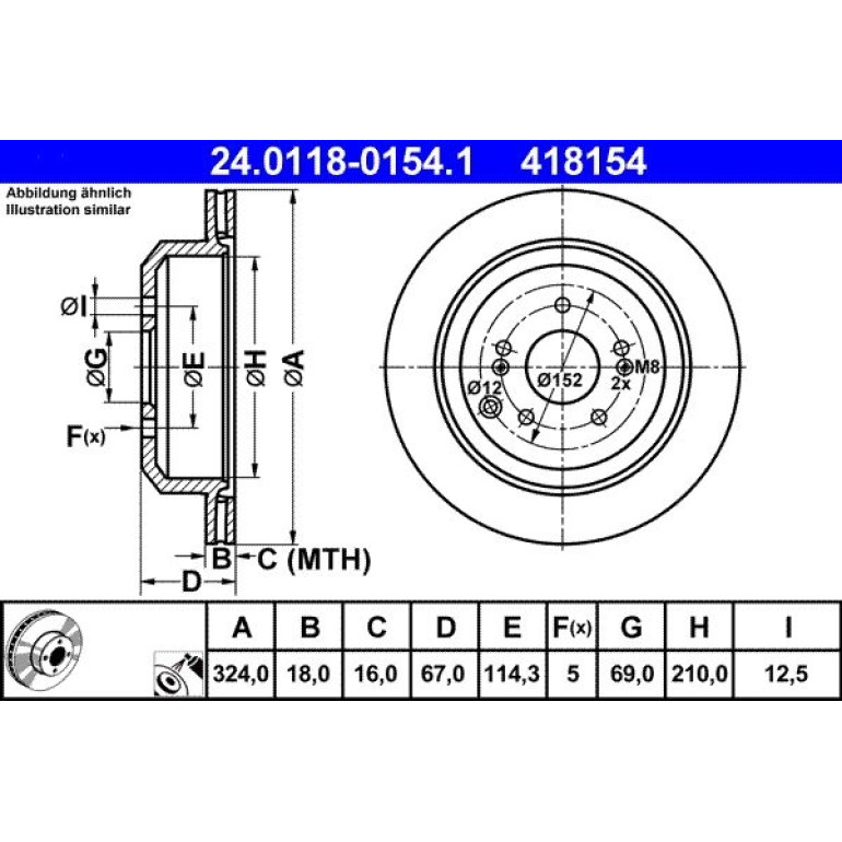Bremsscheibe Hyundai T. Ix55 3.0-3.8 08 24.0118-0154.1 Bremsscheibe Hyundai T. Ix55 3.0-3.8 08 24.0118-0154.1