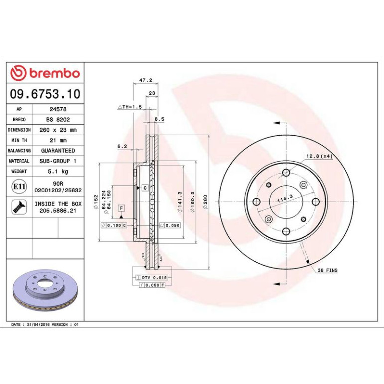 86 481 027 Bremsscheibe VA 09.6753.10 86 481 027 Bremsscheibe VA 09.6753.10