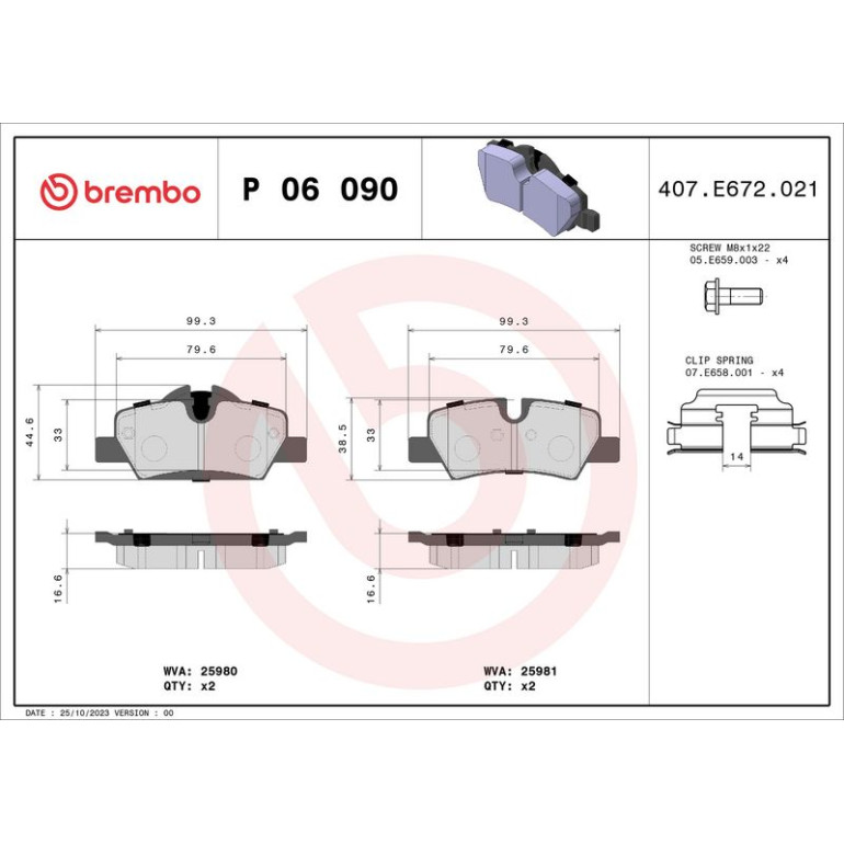 BREMBO Bremsklötze HA P 06 090 BREMBO Bremsklötze HA P 06 090