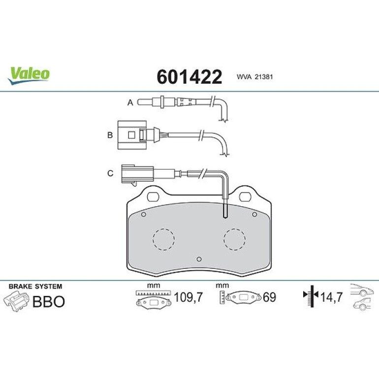 VALEO Bremsbeläge 601422 VALEO Bremsbeläge 601422