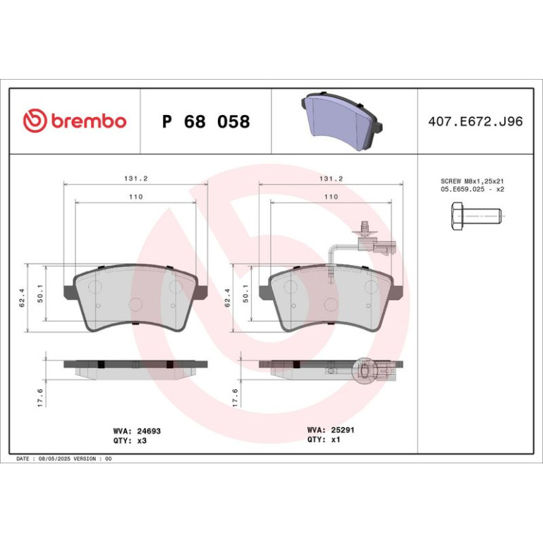 BREMBO Bremsklötze VA P 68 058 BREMBO Bremsklötze VA P 68 058