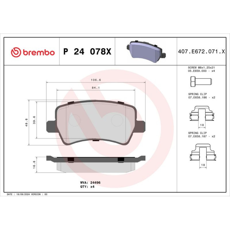 BREMBO Bremsklötze Xtra HA P 24 078X BREMBO Bremsklötze Xtra HA P 24 078X