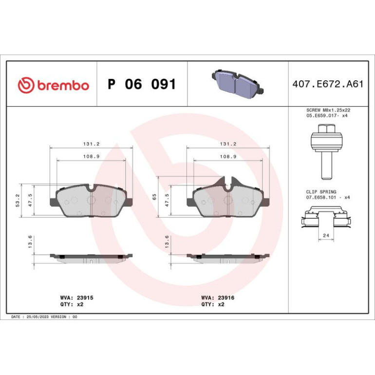 BREMBO Bremsklötze VA P 06 091 BREMBO Bremsklötze VA P 06 091