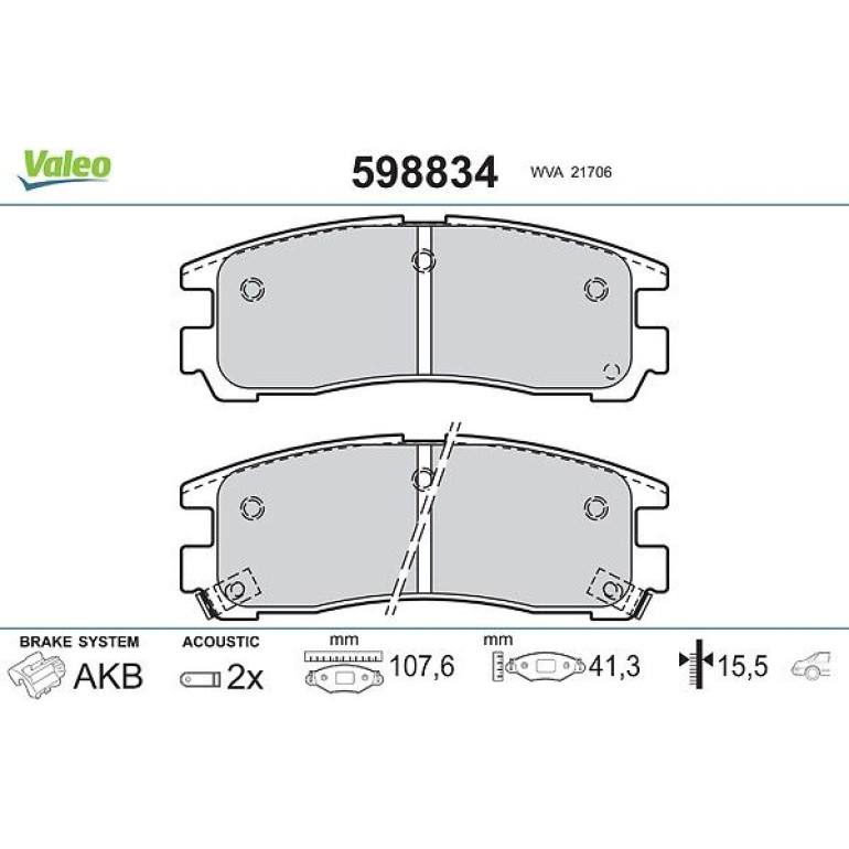 VALEO Bremsbeläge 598834 VALEO Bremsbeläge 598834