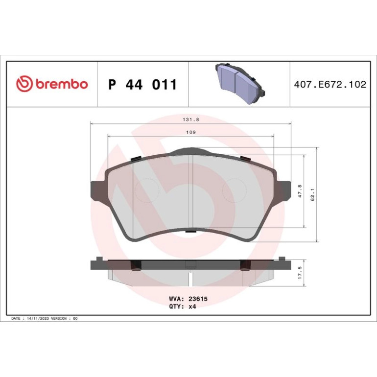 BREMBO Bremsklötze VA P 44 011 BREMBO Bremsklötze VA P 44 011