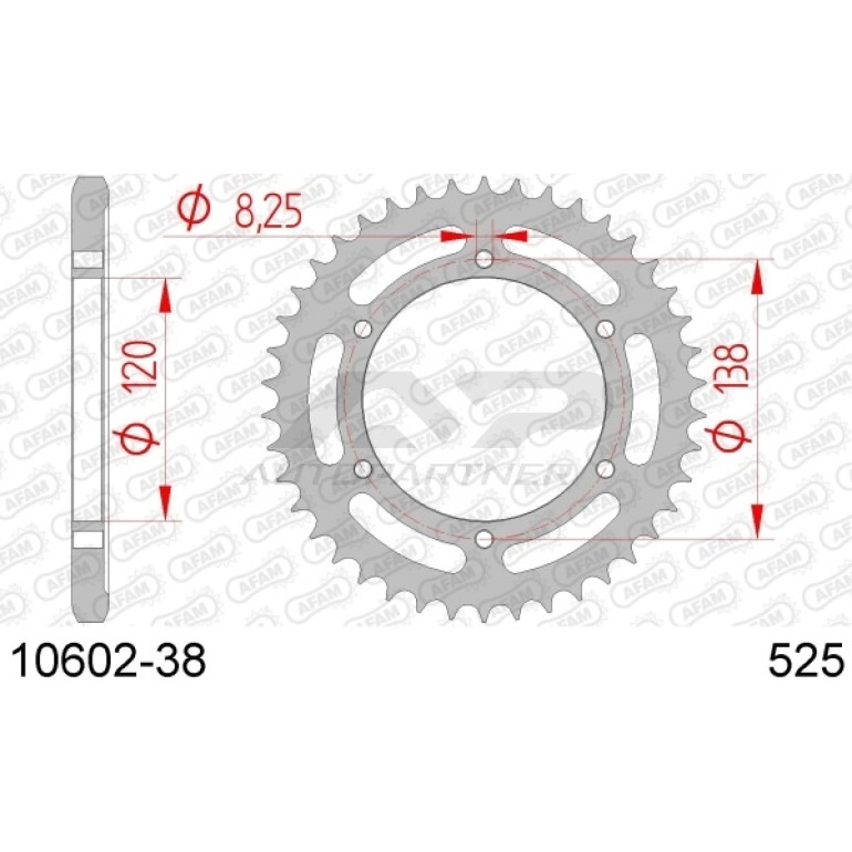 AFAM Kettenrad STAHL 38 Zähne 10602-38 AFAM Kettenrad STAHL 38 Zähne 10602-38