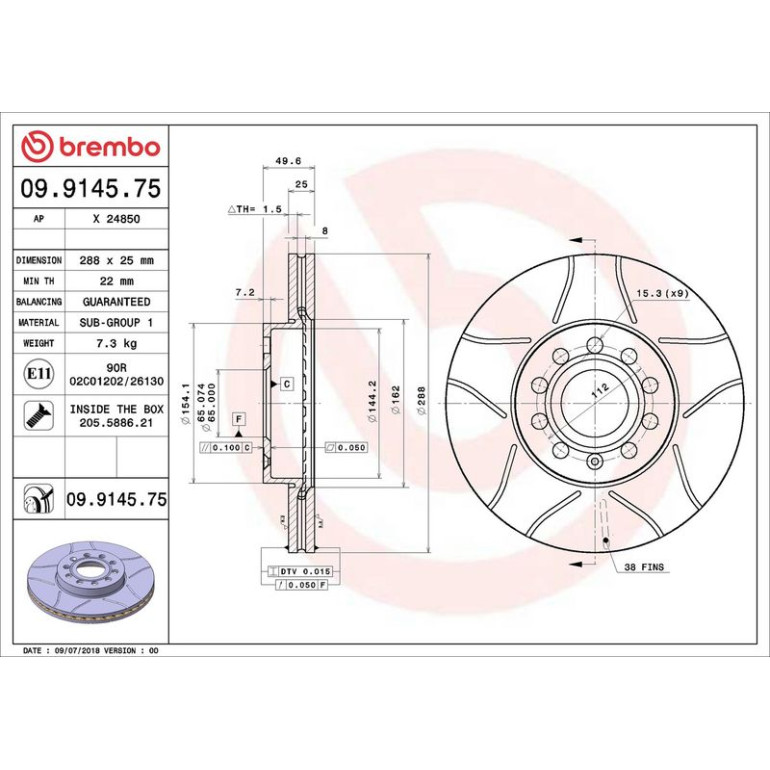 12 481 032M Bremsscheibe VA Brembo Max 09.9145.75 12 481 032M Bremsscheibe VA Brembo Max 09.9145.75