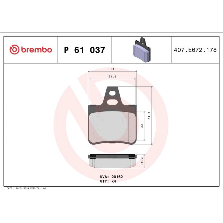 BREMBO Bremsklötze HA P 61 037 BREMBO Bremsklötze HA P 61 037
