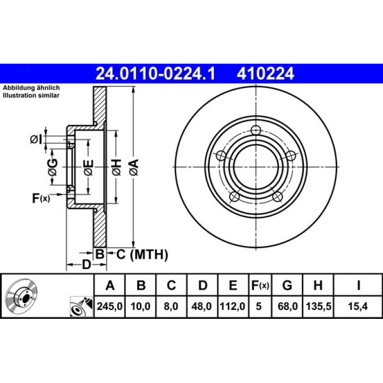 Bremsscheibe Vw T. Passat 1.9-2.8 96-05 24.0110-0224.1 Bremsscheibe Vw T. Passat 1.9-2.8 96-05 24.0110-0224.1