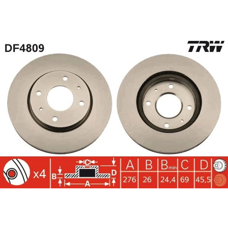 84 481 047 Bremsscheibe VA DF4809 84 481 047 Bremsscheibe VA DF4809