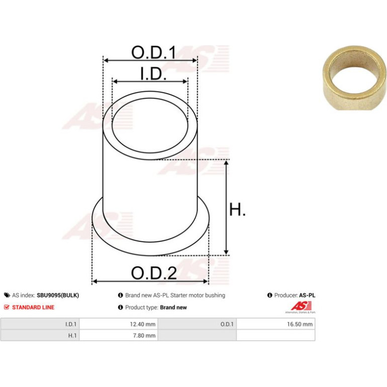 Buchse, Starterwelle SBU9095(BULK) Buchse, Starterwelle SBU9095(BULK)