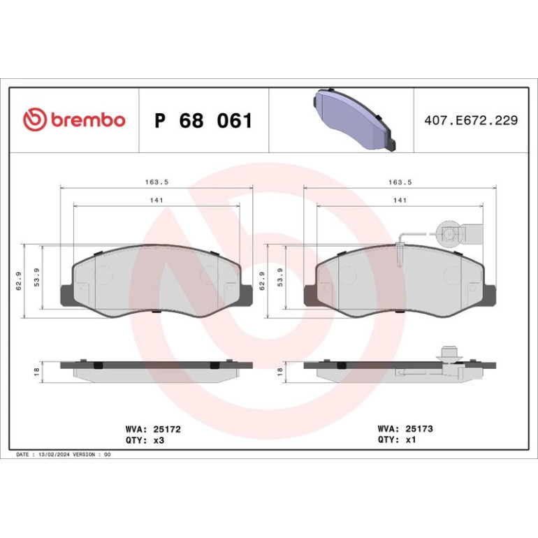 BREMBO Bremsklötze HA P 68 061 BREMBO Bremsklötze HA P 68 061