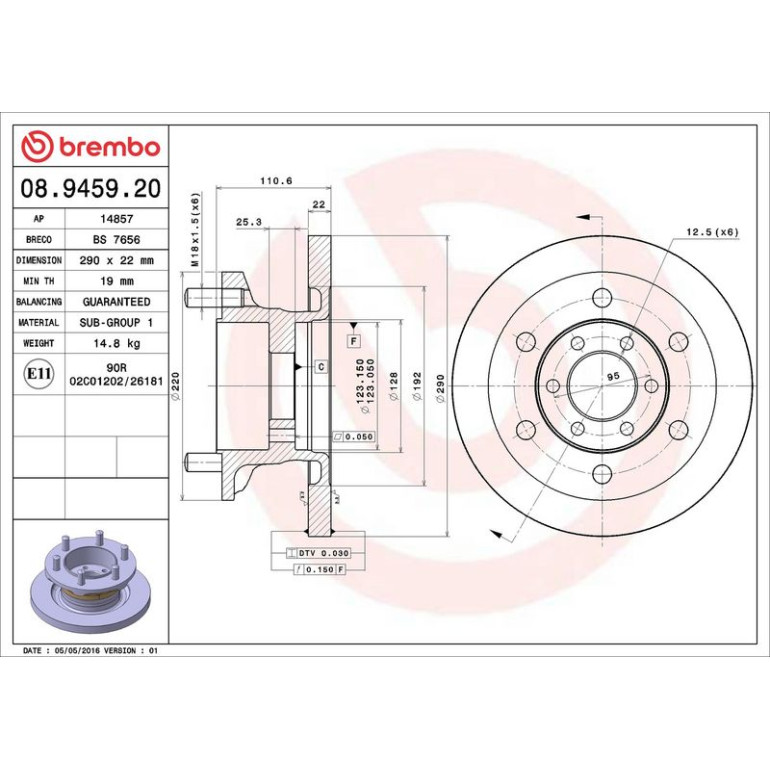 40 481 059 Bremsscheibe VA 08.9459.20 40 481 059 Bremsscheibe VA 08.9459.20