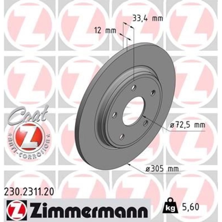 ZIMMERMANN Bremsscheibe 230.2311.20