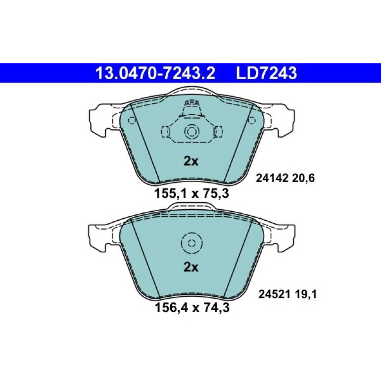 Bremsbelagsatz Volvo P. S60/S80/V60/V70/Xc70 1,5-3,2 06- Keramik 13.0470-7243.2 Bremsbelagsatz Volvo P. S60/S80/V60/V70/Xc70 1,5-3,2 06- Keramik 13.0470-7243.2