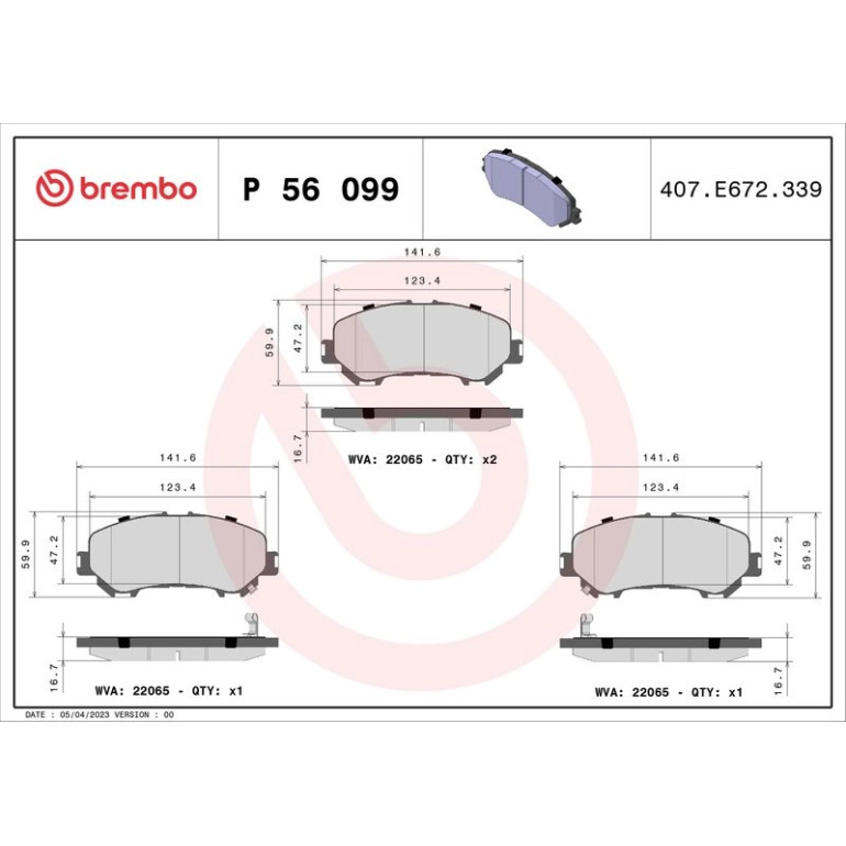BREMBO Bremsklötze VA P 56 099 BREMBO Bremsklötze VA P 56 099