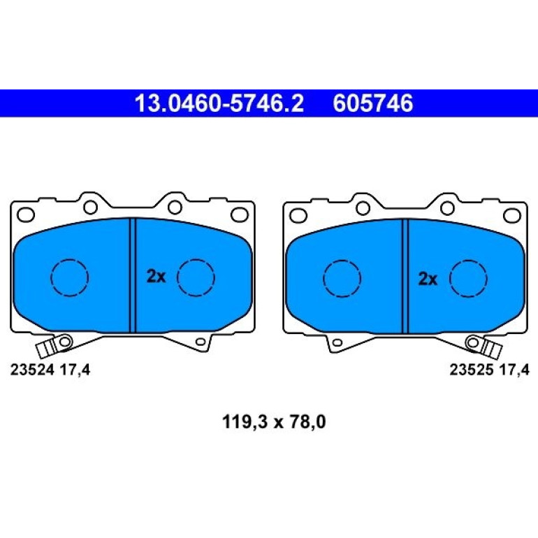 Bremsbelagsatz Toyota P. Land Cruiser 4.2Td/4.7 98-07 13.0460-5746.2 Bremsbelagsatz Toyota P. Land Cruiser 4.2Td/4.7 98-07 13.0460-5746.2