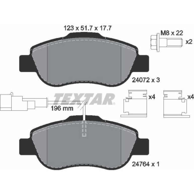 Bremsbelagsatz Fiat S. 500 07- 1.3D/Ka 09- 1.3Tdci 2407202