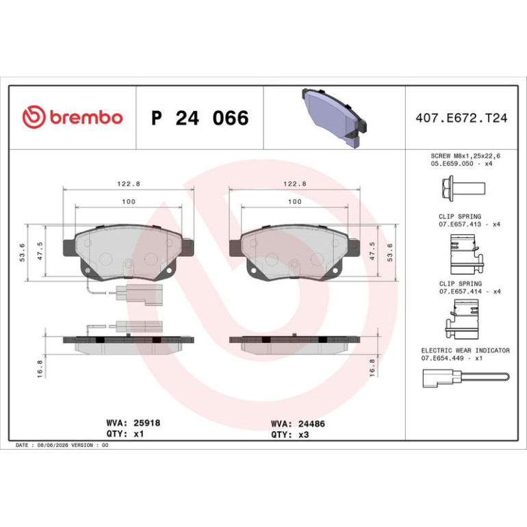 BREMBO Bremsklötze HA P 24 066 BREMBO Bremsklötze HA P 24 066
