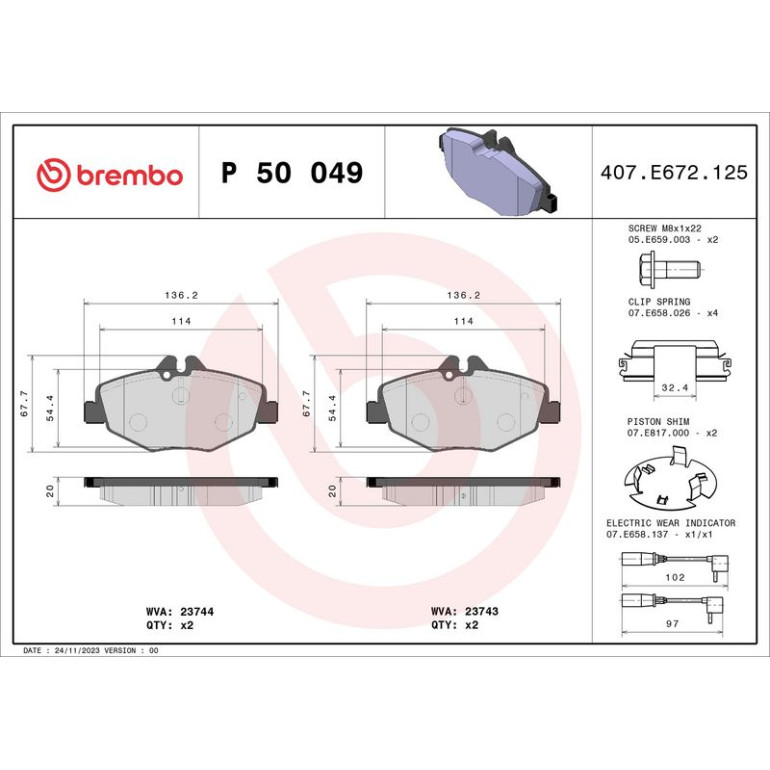 BREMBO Bremsklötze VA P 50 049 BREMBO Bremsklötze VA P 50 049