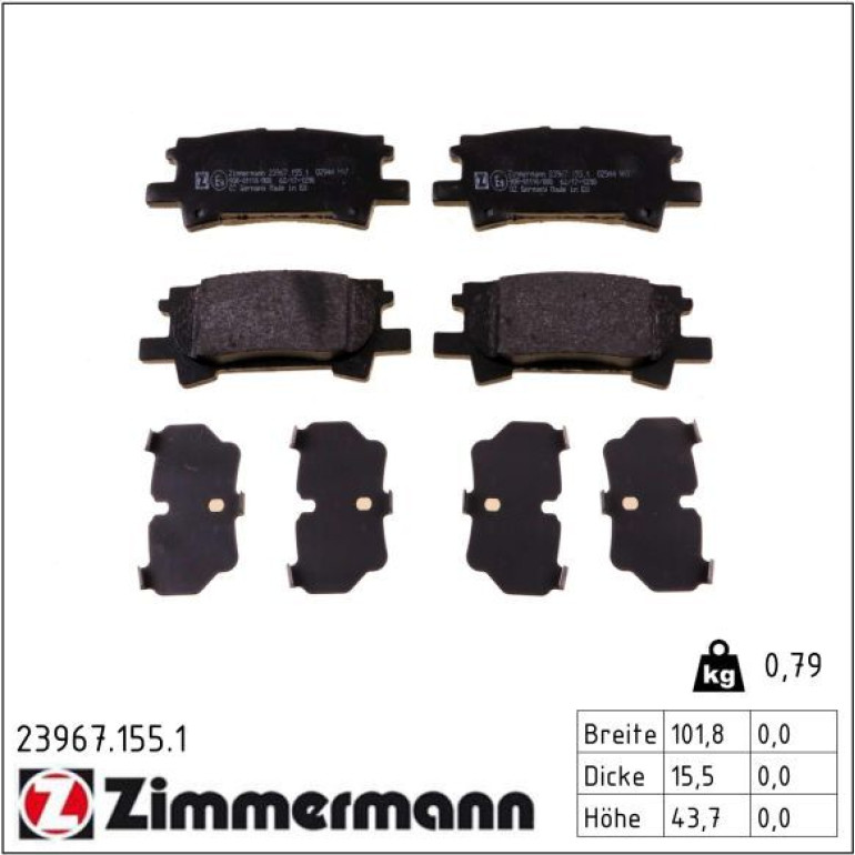 ZIMMERMANN Bremsbeläge 23967.155.1 ZIMMERMANN Bremsbeläge 23967.155.1
