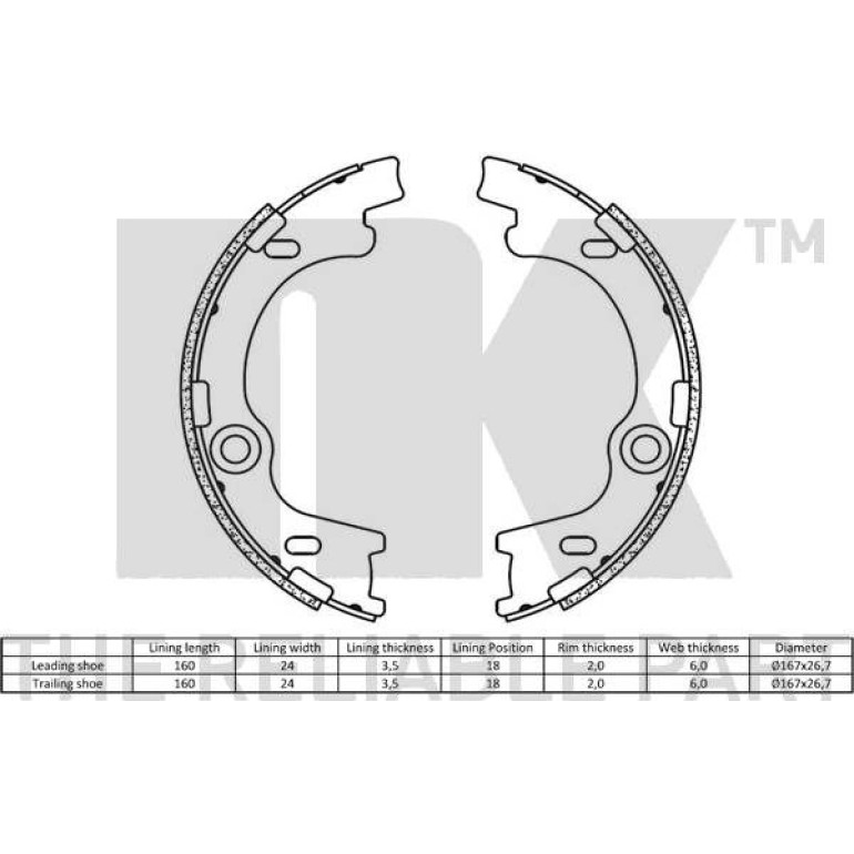 Handbremsbacken Kia Cee'D 2734790 Handbremsbacken Kia Cee'D 2734790