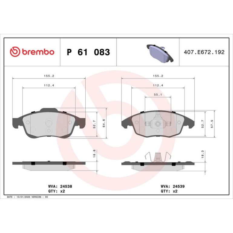 BREMBO Bremsklötze VA P 61 083 BREMBO Bremsklötze VA P 61 083