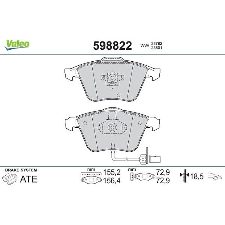 VALEO Bremsbeläge 598822 VALEO Bremsbeläge 598822