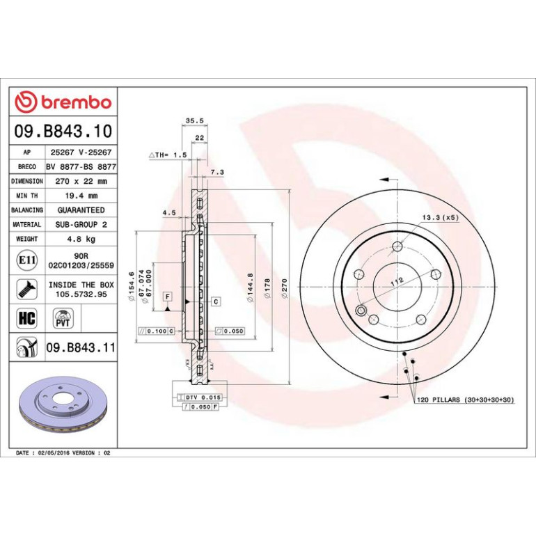 15 481 103 Bremsscheibe VA 09.B843.11 15 481 103 Bremsscheibe VA 09.B843.11