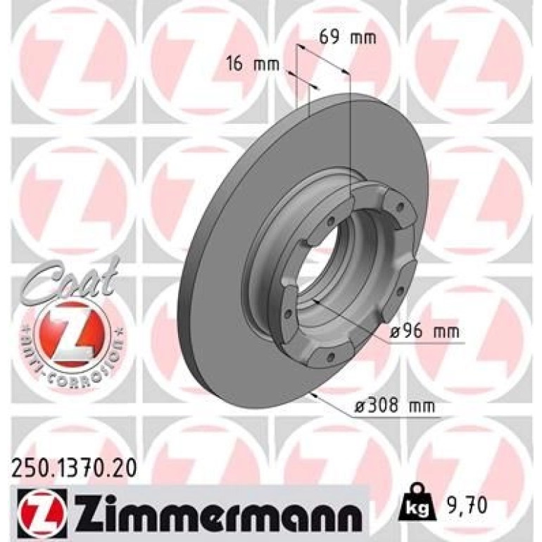 ZIMMERMANN Bremsscheibe 250.1370.20 ZIMMERMANN Bremsscheibe 250.1370.20