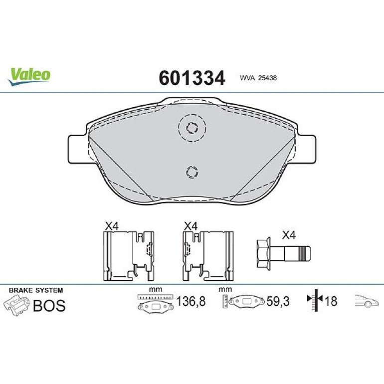 VALEO Bremsbeläge 601334 VALEO Bremsbeläge 601334