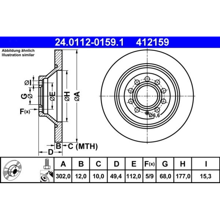 Bremsscheibe Vw T. A6 04 24.0112-0159.1 Bremsscheibe Vw T. A6 04 24.0112-0159.1