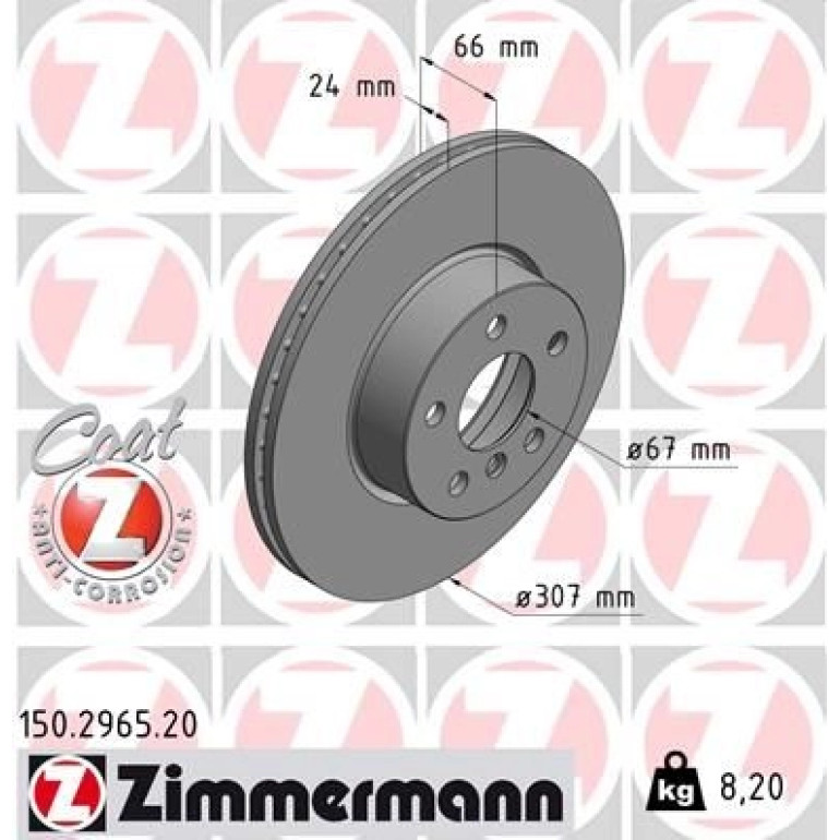 ZIMMERMANN Bremsscheibe 150.2965.20 ZIMMERMANN Bremsscheibe 150.2965.20