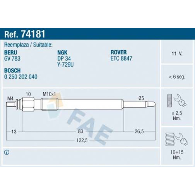 FAE Glühkerze 74181 FAE Glühkerze 74181