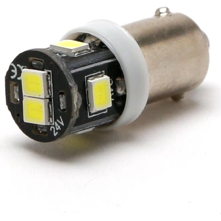 LED Metalsockel Ba9S T4W 6x 2835 24V SMD Weiß LED Metalsockel Ba9S T4W 6x 2835 24V SMD Weiß