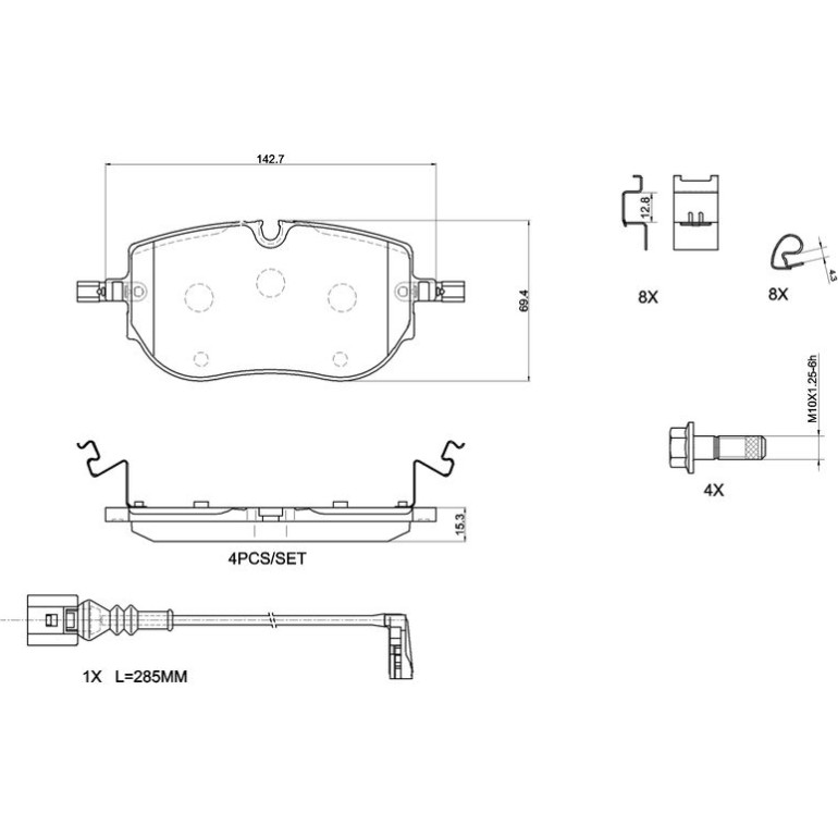 BREMBO Bremsbelagsatz, Scheibenbremse P 85 192