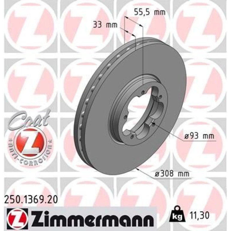 ZIMMERMANN Bremsscheibe 250.1369.20 ZIMMERMANN Bremsscheibe 250.1369.20