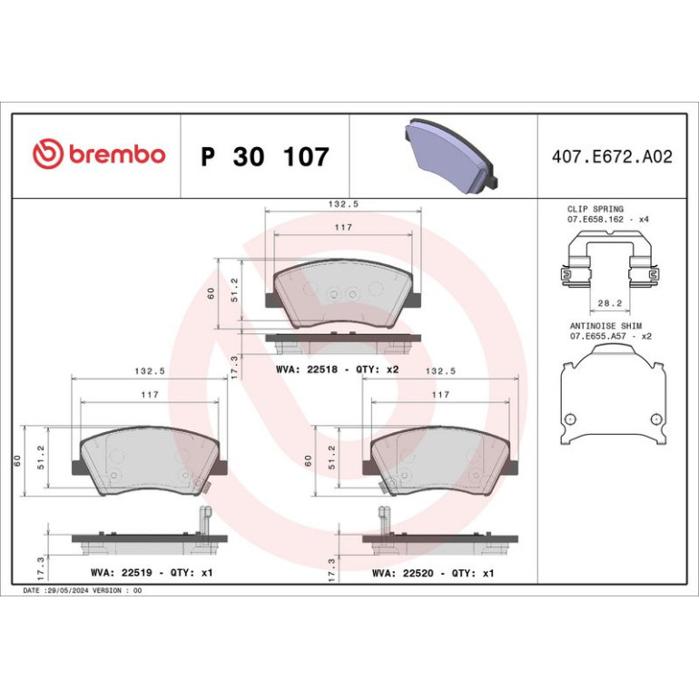 BREMBO Bremsklötze VA P 30 107 BREMBO Bremsklötze VA P 30 107
