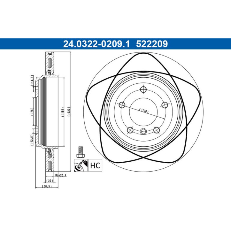 Bremsscheibe Bmw T. 3 2.5-3.0 99-06 Power Disc 24.0322-0209.1 Bremsscheibe Bmw T. 3 2.5-3.0 99-06 Power Disc 24.0322-0209.1