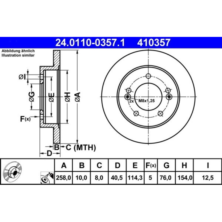 Bremsscheibe Hyundai T.Ix20 1.4-1.6 10 24.0110-0357.1 Bremsscheibe Hyundai T.Ix20 1.4-1.6 10 24.0110-0357.1