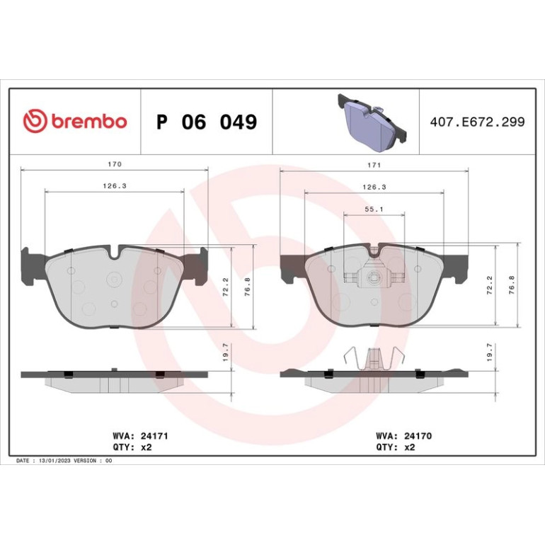BREMBO Bremsklötze VA P 06 049 BREMBO Bremsklötze VA P 06 049