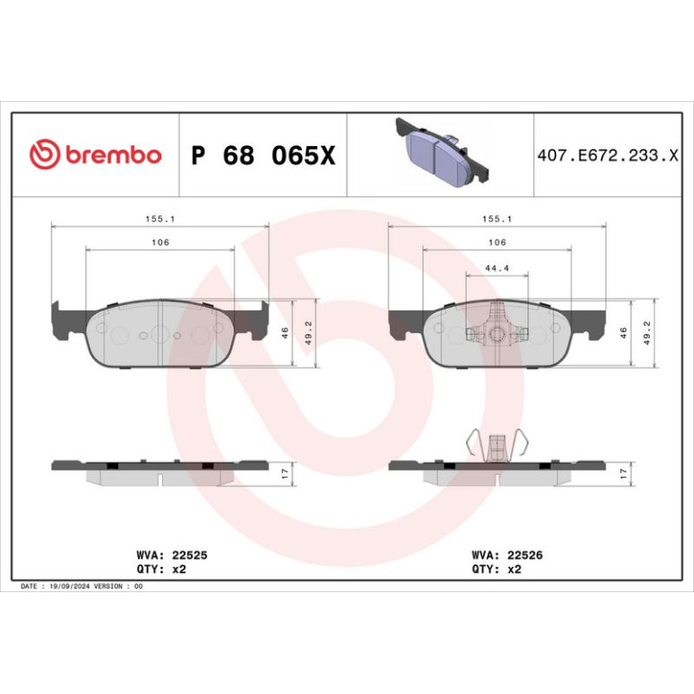 BREMBO Bremsklötze Xtra VA P 68 065X BREMBO Bremsklötze Xtra VA P 68 065X