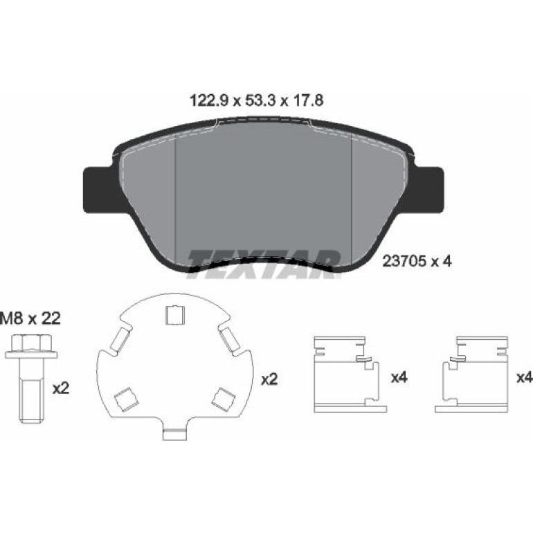 Bremsbelagsatz Fiat P. Doblo 1.2-1.6/1.3-1.9D 01- Ohne Sensor 2370507 Bremsbelagsatz Fiat P. Doblo 1.2-1.6/1.3-1.9D 01- Ohne Sensor 2370507
