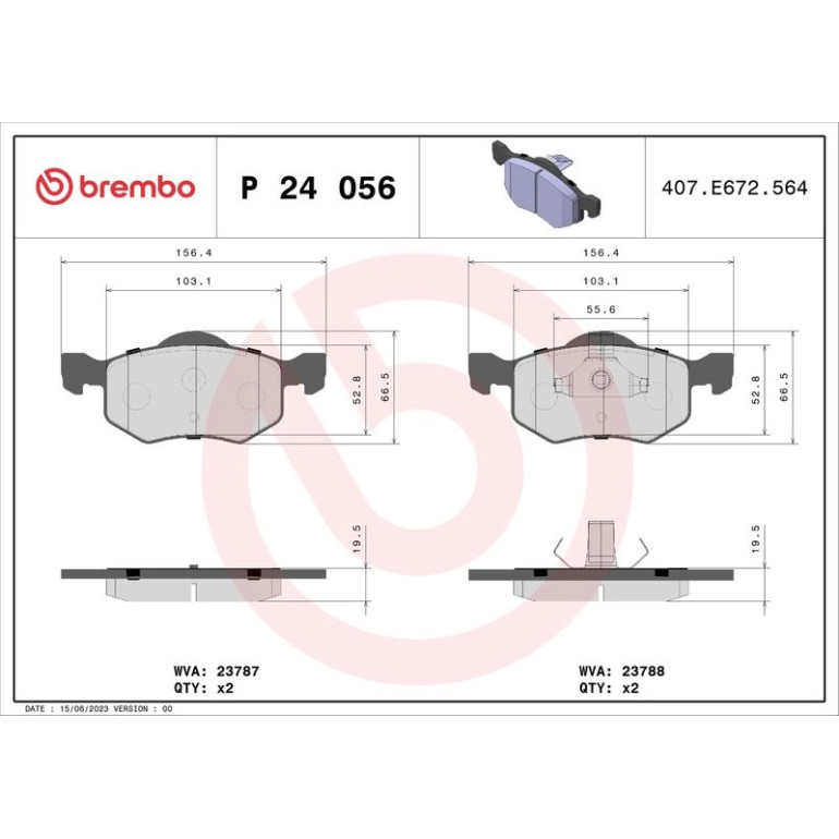 BREMBO Bremsklötze VA P 24 056 BREMBO Bremsklötze VA P 24 056